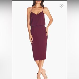 Dress The Population Alondra MIDI Dress in Burgundy NWT, Large